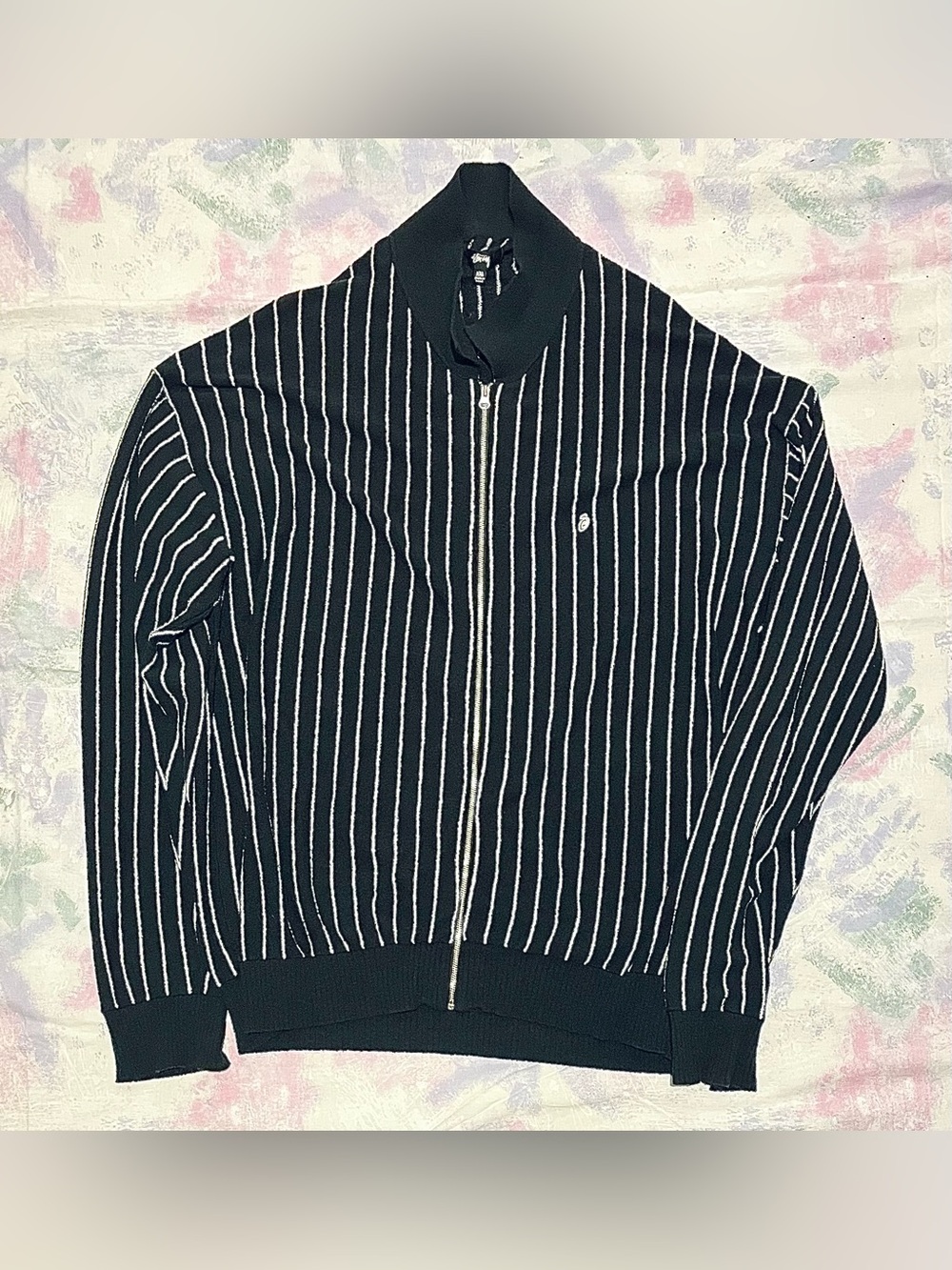 Stussy Light Weight Long-Sleeve Zip Polo - 'Black Stripe' - Size XXL (Unisex)